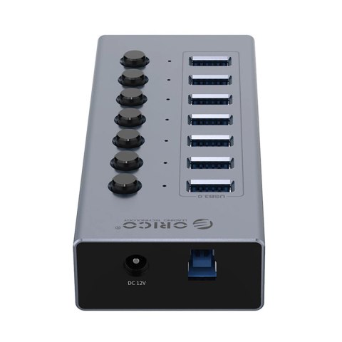 Hub Orico BT2U3-7AB 7x USB-A 3.0 z włącznikami - szary