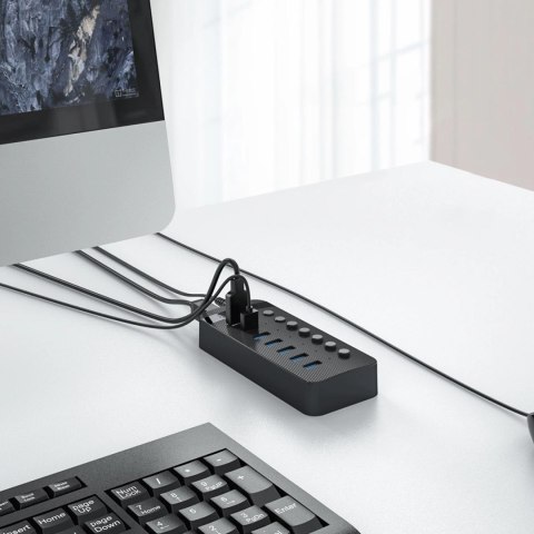Hub Orico CT2U3-10AB 10x USB-A 3.0 z włącznikami - czarny
