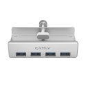 Hub Orico MH4PU montowany na zacisk 4x USB-A 3.0 - srebrny