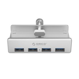 Hub Orico MH4PU montowany na zacisk 4x USB-A 3.0 - srebrny