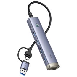 Hub USB-A/USB-C Baseus UltraJoy Series 4xUSB-A 3.0 1xUSB-C 5V - szary