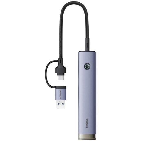 Hub USB-A/USB-C Baseus UltraJoy Series 4xUSB-A 3.0 1xUSB-C 5V - szary