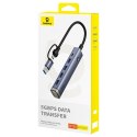 Hub USB-A/USB-C Baseus UltraJoy Series 4xUSB-A 3.0 1xUSB-C 5V - szary