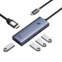 Hub USB Baseus UltraJoy Series 5w1 USB-C HDMI 4K 4x USB-A 3.0 - szary