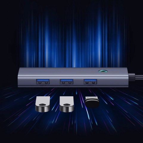 Hub USB Baseus UltraJoy Series 5w1 USB-C HDMI 4K 4x USB-A 3.0 - szary