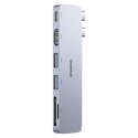 Hub USB Baseus UltraJoy Series 6w1 USB-C 40 Gb/s USB 3.0 HDMI 4K z czytnikiem SD i microSD - szary