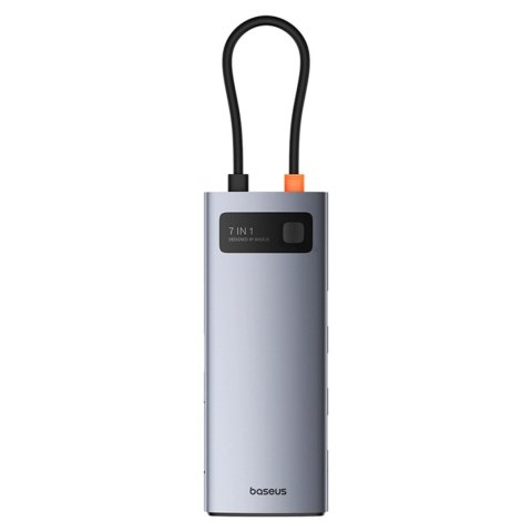 Hub USB-C Baseus Metal Gleam 7w1 HDMI 4K 60Hz / 3x USB 3.0 / USB-C PD / SD / microSD - szary
