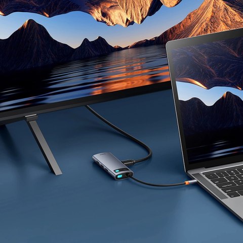 Hub USB-C Baseus Metal Gleam 7w1 HDMI 4K 60Hz / 3x USB 3.0 / USB-C PD / SD / microSD - szary