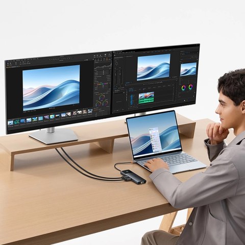 Hub USB-C Baseus Metal Gleam II 10w1 HDMI USB-A USB-C RJ45 SD/TF - szary