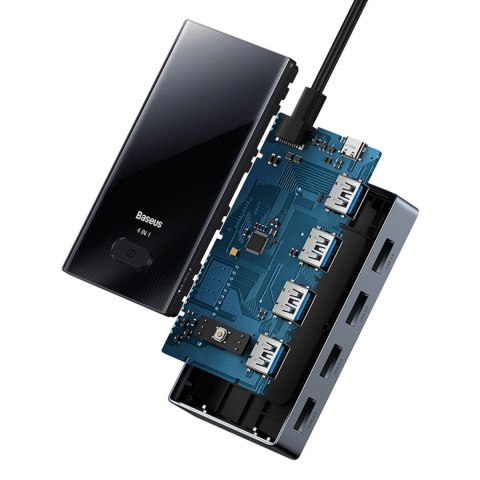 Hub USB-C Baseus PioneerJoy 4xUSB-A 3.0 - szary