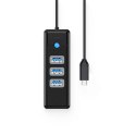 Hub USB Orico PW3UR25-C3 4-portowy 3x USB-A 3.0 1x RJ45 2.5G Ethernet 0,5 m - czarny