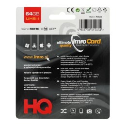 IMRO karta pamięci microSD 64GB 100MB/s class 10 UHS I z adapterem SD