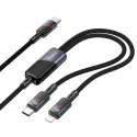 Kabel 2w1 USB C do USB C + Lightning Hoco 5A 100W 1,2 m U139 czarny