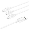 Kabel 3w1 USB A do Lightning / Micro USB / USB C Hoco 2A 1 m X74 biały