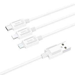 Kabel 3w1 USB A do Lightning / Micro USB / USB C Hoco 2A 1 m X74 biały