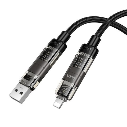 Kabel 4w1 USB A/C do USB C/Lightning Hoco 240W 1,2 m U151 czarny