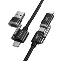Kabel 4w1 USB A/USB C do USB C/Lightning Hoco 3A 60W 1,2 m U155 czarny