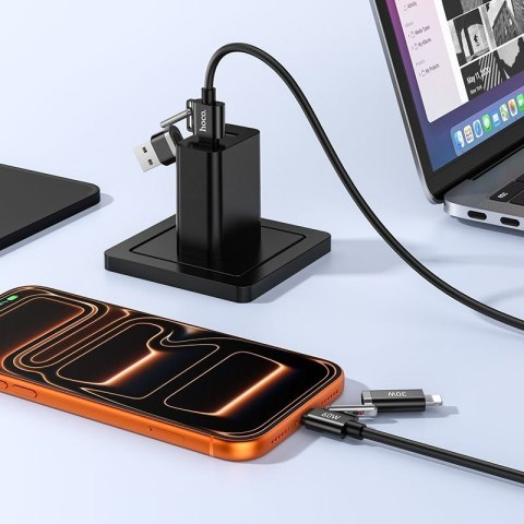 Kabel 4w1 USB A/USB C do USB C/Lightning Hoco 3A 60W 1,2 m U155 czarny