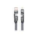 Kabel 4w1 USB-C / USB-A do USB-C / Lightning Forcell F-Energy QC PD 3A 60W 1 m C241 chrom
