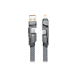 Kabel 4w1 USB-C / USB-A do USB-C / Lightning Forcell F-Energy QC PD 3A 60W 1 m C241 chrom