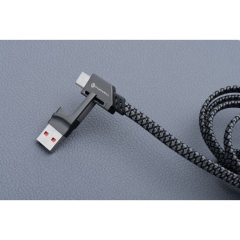 Kabel 4w1 USB-C / USB-A do USB-C / Lightning Forcell F-Energy QC PD 3A 60W 1 m C241 chrom