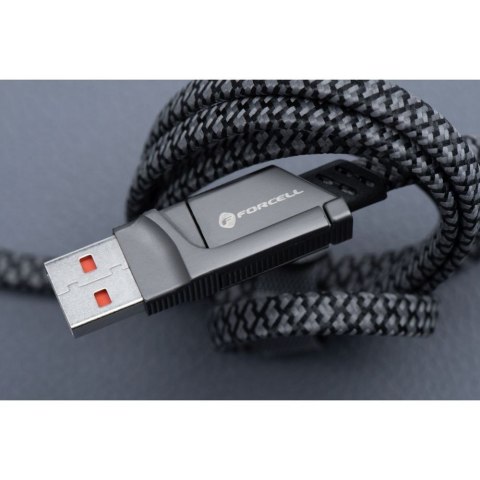 Kabel 4w1 USB-C / USB-A do USB-C / Lightning Forcell F-Energy QC PD 3A 60W 1 m C241 chrom