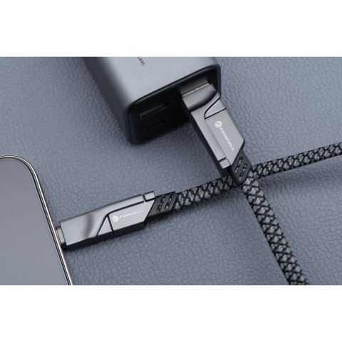 Kabel 4w1 USB-C / USB-A do USB-C / Lightning Forcell F-Energy QC PD 3A 60W 1 m C241 chrom