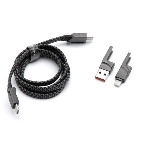 Kabel 4w1 USB-C / USB-A do USB-C / Lightning Forcell F-Energy QC PD 3A 60W 1 m C241 chrom