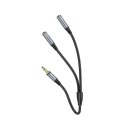 Kabel AUX 2w1 Jack 3,5 mm (męski) do 2 x Jack 3,5 mm (żeński) Hoco 0,25 m UPA21 szary (SC)
