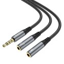 Kabel AUX 2w1 Jack 3,5 mm (męski) do 2 x Jack 3,5 mm (żeński) Hoco 0,25 m UPA21 szary (SC)