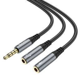 Kabel AUX 2w1 Jack 3,5 mm (męski) do 2 x Jack 3,5 mm (żeński) Hoco 0,25 m UPA21 szary (SC)