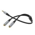 Kabel AUX 2w1 Jack 3,5 mm (męski) do 2 x Jack 3,5 mm (żeński) Hoco 0,25 m UPA21 szary (SC)