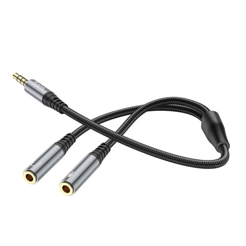 Kabel AUX 2w1 Jack 3,5 mm (męski) do 2 x Jack 3,5 mm (żeński) Hoco 0,25 m UPA21 szary (SC)