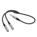 Kabel AUX 2w1 Jack 3,5 mm (męski) do 2 x Jack 3,5 mm (żeński) Hoco 0,25 m UPA21 szary (SC)