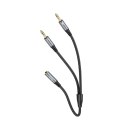 Kabel AUX 2w1 Jack 3,5 mm (żeński) do 2 x Jack 3,5 mm (męski) Hoco 0,25 m UPA21 szary (SC)