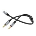 Kabel AUX 2w1 Jack 3,5 mm (żeński) do 2 x Jack 3,5 mm (męski) Hoco 0,25 m UPA21 szary (SC)