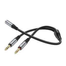 Kabel AUX 2w1 Jack 3,5 mm (żeński) do 2 x Jack 3,5 mm (męski) Hoco 0,25 m UPA21 szary (SC)