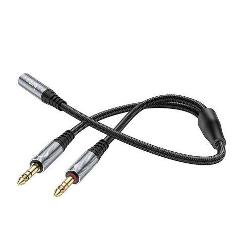 Kabel AUX 2w1 Jack 3,5 mm (żeński) do 2 x Jack 3,5 mm (męski) Hoco 0,25 m UPA21 szary (SC)