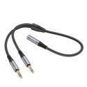 Kabel AUX 2w1 Jack 3,5 mm (żeński) do 2 x Jack 3,5 mm (męski) Hoco 0,25 m UPA21 szary (SC)