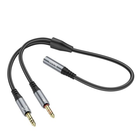 Kabel AUX 2w1 Jack 3,5 mm (żeński) do 2 x Jack 3,5 mm (męski) Hoco 0,25 m UPA21 szary (SC)