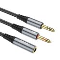 Kabel AUX 2w1 Jack 3,5 mm (żeński) do 2 x Jack 3,5 mm (męski) Hoco 0,25 m UPA21 szary (SC)