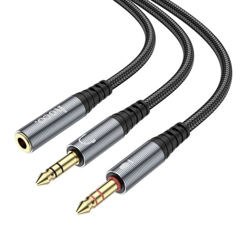 Kabel AUX 2w1 Jack 3,5 mm (żeński) do 2 x Jack 3,5 mm (męski) Hoco 0,25 m UPA21 szary (SC)