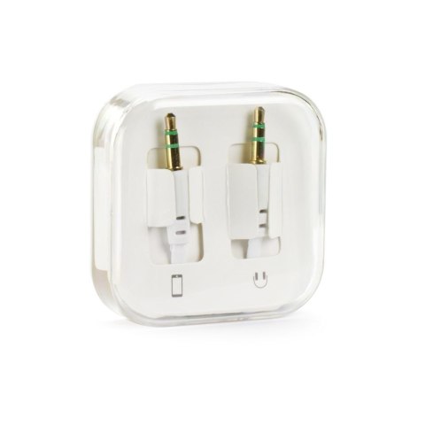 Kabel AUX Jack 3,5 mm (męski) do Jack 3,5 mm (męski) BOX 1 m biały