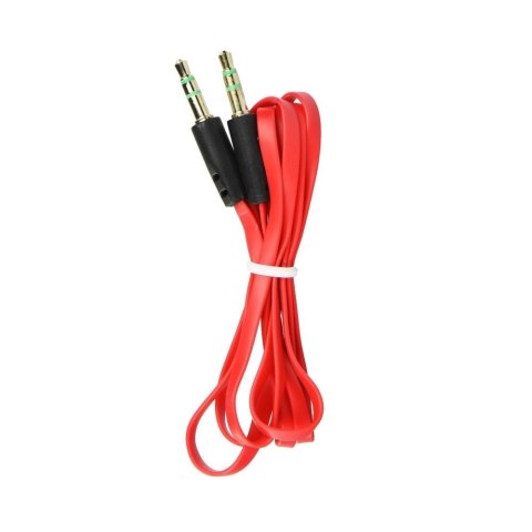 Kabel AUX Jack 3,5 mm (męski) do Jack 3,5 mm (męski) płaski 1 m czerwony