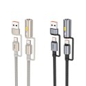 Kabel All-in-one USB A / USB C do USB C / Zapalniczka samochodowa Hoco 3A 60W 1,2 m U138 szary