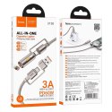 Kabel All-in-one USB A / USB C do USB C / Zapalniczka samochodowa Hoco 3A 60W 1,2 m U138 szary