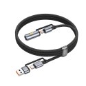 Kabel All-in-one USB A / USB C do USB C / zapalniczka samochodowa Hoco 3A 60W 1,2 m U138 czarny
