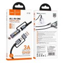 Kabel All-in-one USB A / USB C do USB C / zapalniczka samochodowa Hoco 3A 60W 1,2 m U138 czarny