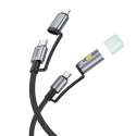 Kabel All-in-one USB C / Lightning do USB C / LED Light Hoco PD 3A 60W 1,2 m U138 czarny