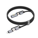 Kabel All-in-one USB C / Lightning do USB C / Zapalniczka samochodowa Hoco PD 3A 60W 1,2 m U138 1,2 m szary